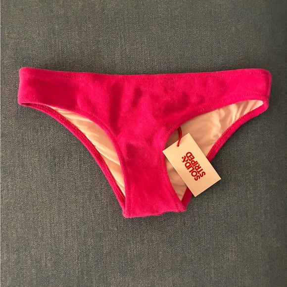 NWT SOLID & STRIPED Strawberry Terry Bikini Bottom - Picture 1 of 2